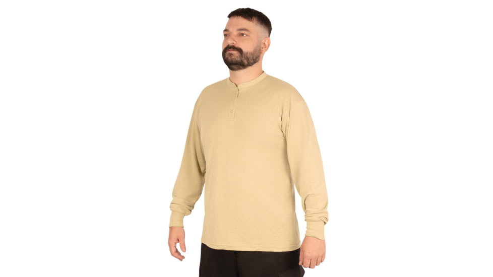 Rothco Long Sleeve Henley T-Shirt - Mens, Desert Sand, Extra Large, 21035-DesertSand-XL