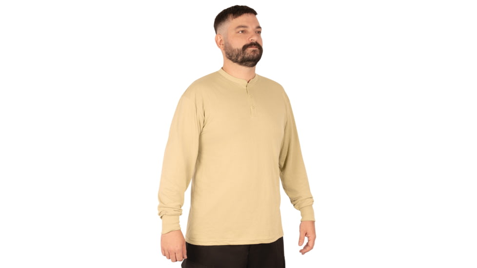 Rothco Long Sleeve Henley T-Shirt - Mens, Desert Sand, Extra Large, 21035-DesertSand-XL