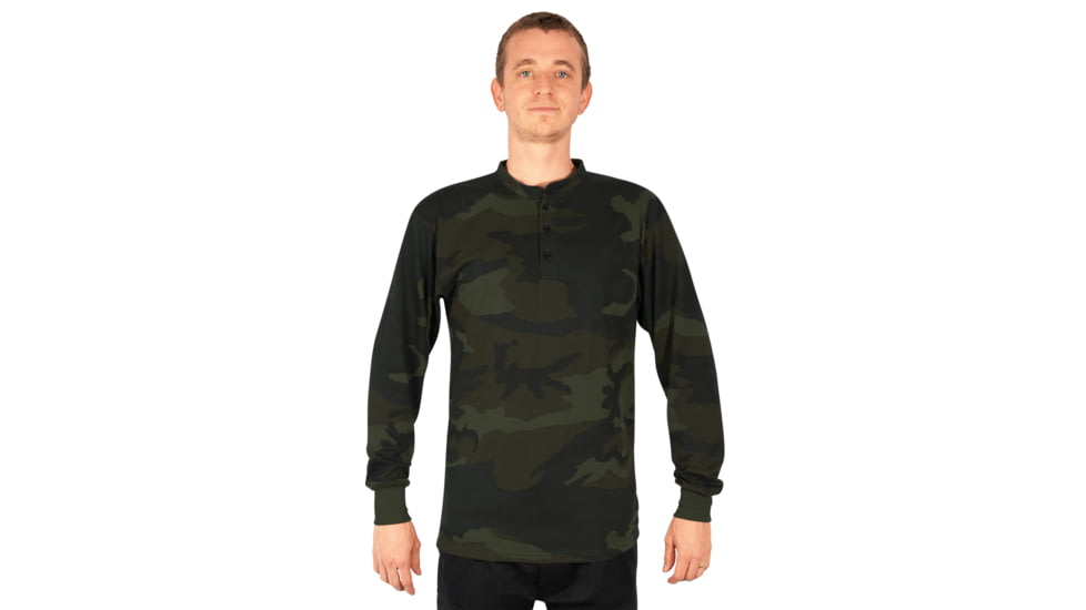 Rothco Long Sleeve Henley T-Shirt - Mens, Midnight Woodland Camo, Extra Large, 21045-MidnightWoodlandCamo-XL
