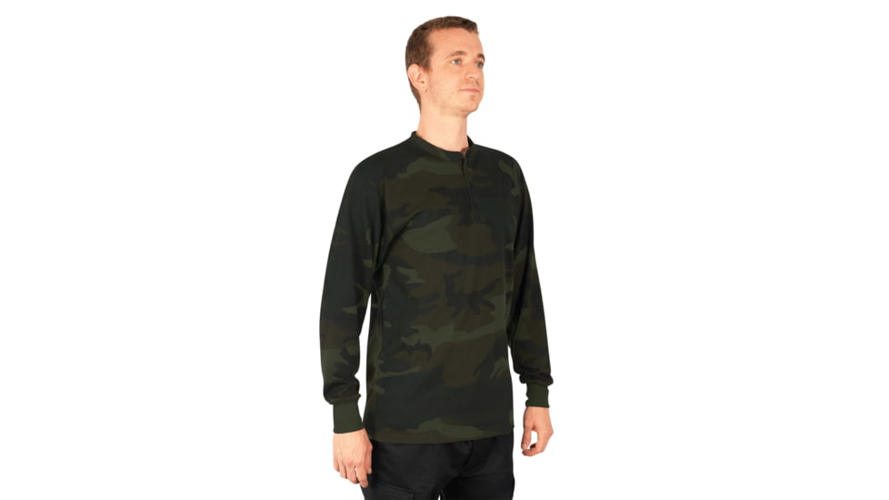 Rothco Long Sleeve Henley T-Shirt - Mens, Midnight Woodland Camo, Extra Large, 21045-MidnightWoodlandCamo-XL