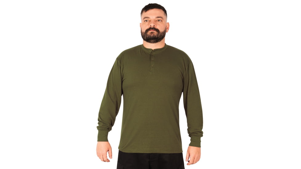 Rothco Long Sleeve Henley T-Shirt - Mens, Olive Drab, Small, 21025-OliveDrab-S