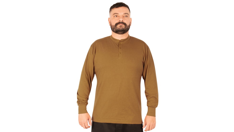 Rothco Long Sleeve Henley T-Shirt - Mens, Work Brown, Large, 21030-WorkBrown-L