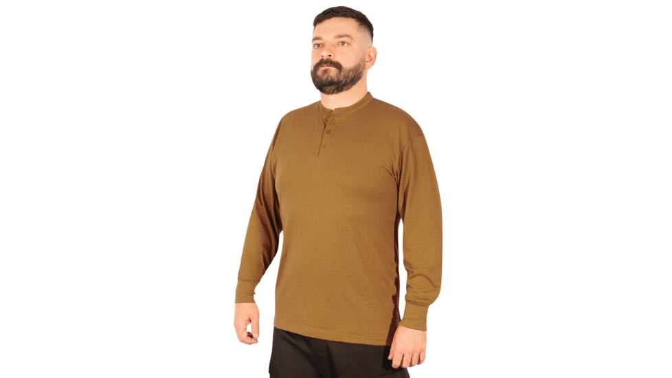 Rothco Long Sleeve Henley T-Shirt - Men's, Work Brown, Large, 21030-WorkBrown-L