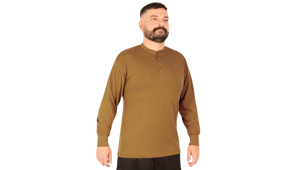 Rothco Long Sleeve Henley T-Shirt - Mens, Work Brown, Large, 21030-WorkBrown-L