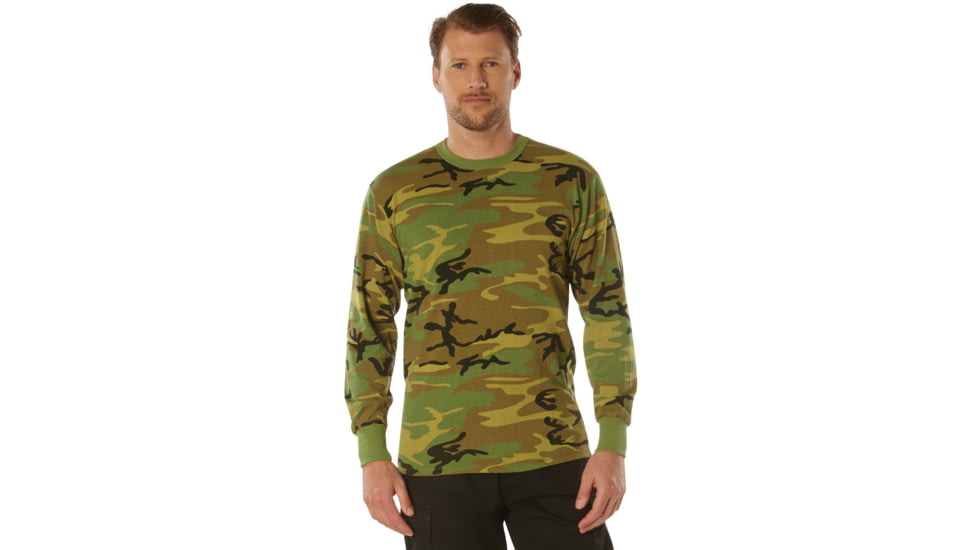 Rothco Long Sleeve Vintage T-Shirt - Woodland Camo, Small, 3733-S