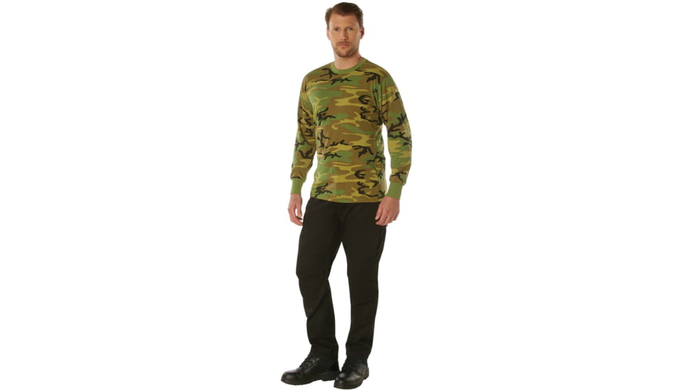 Rothco Long Sleeve Vintage T-Shirt - Woodland Camo, Small, 3733-S