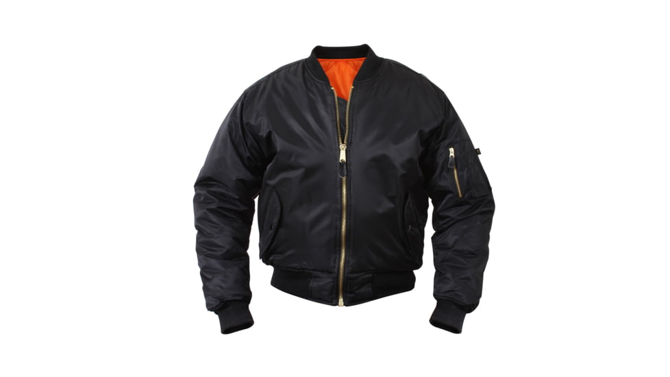 Rothco MA-1 Flight Jacket, Black, M, 7324-Black-M
