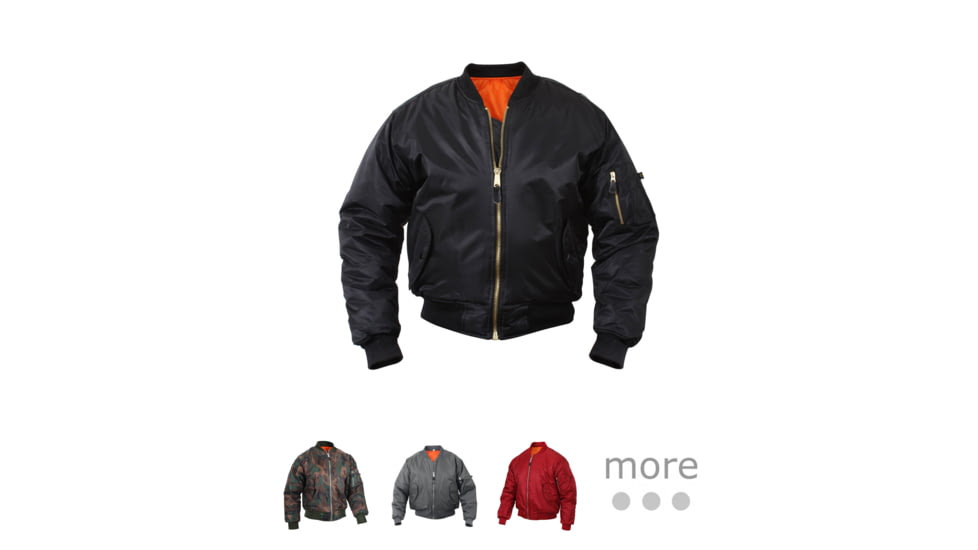 Rothco MA-1 Flight Jacket, Black, Coyote Brown, Gun Metal Grey, Gunmetal Grey, Maroon, Navy Blue