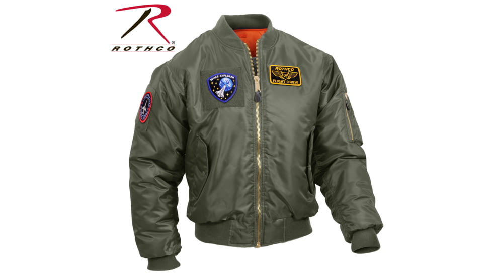 Rothco MA-1 Flight Jacket with Patches, Sage Green, Small, 7240-SageGreen-S