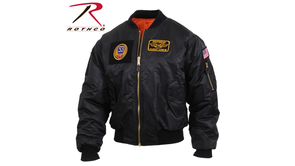 Rothco MA-1 Flight Jacket with Patches, Black, 4XL, 72520-Black-4XL