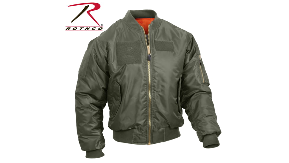 Rothco MA-1 Flight Jacket with Patches, Sage Green, Small, 7240-SageGreen-S