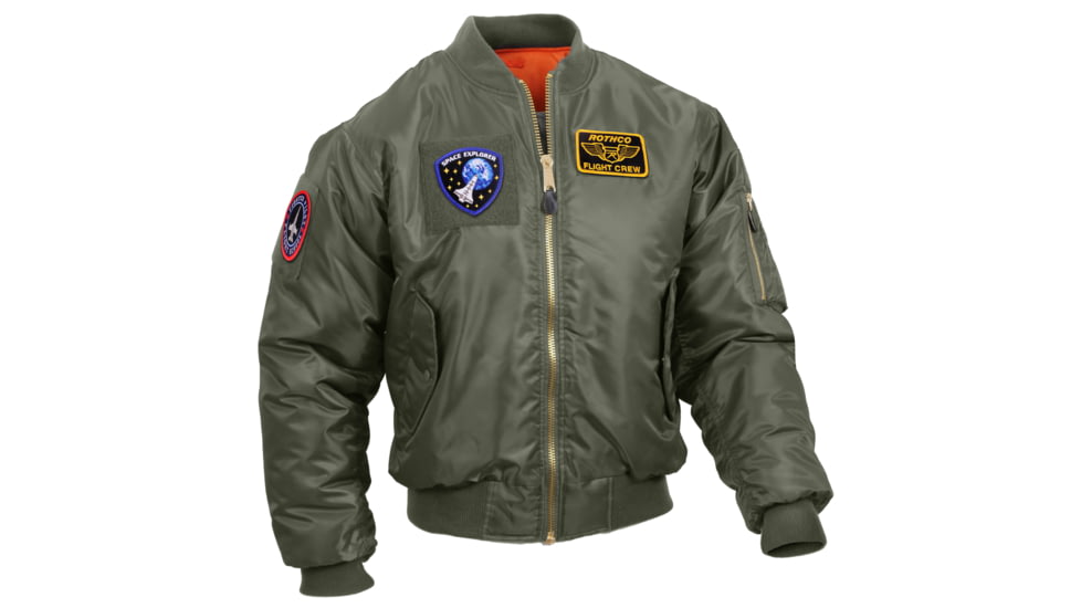 Rothco MA-1 Flight Jacket with Patches, Sage Green, Small, 7240-SageGreen-S