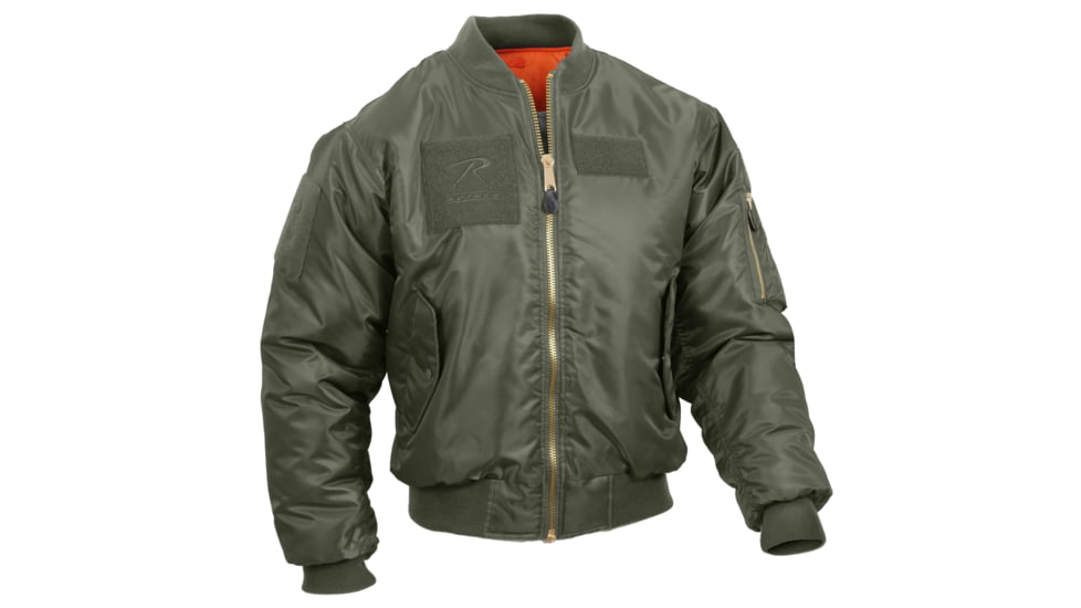 Rothco MA-1 Flight Jacket with Patches, Sage Green, Small, 7240-SageGreen-S