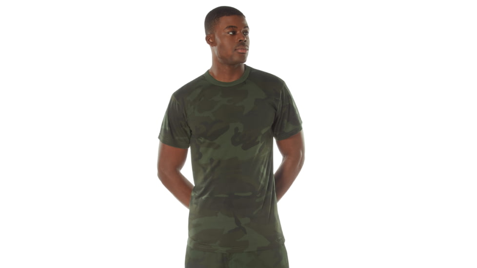 Rothco Moisture Wicking T-Shirts - Mens, L, Camo, 12325-MidnightWoodlandCamo-L