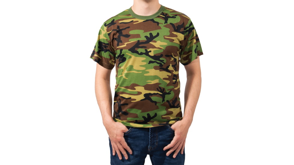 Rothco Moisture Wicking T-Shirts - Mens, Woodland Camo, Small, 95025-WoodlandCamo-S