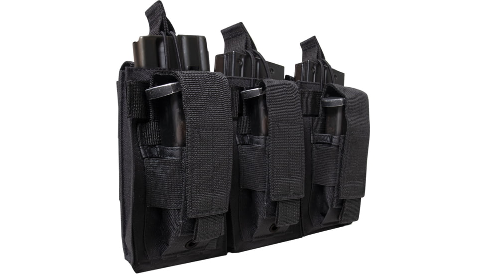 Rothco MOLLE Triple Kangaroo Rifle and Pistol Magazine Pouch, Black, 41008-Black