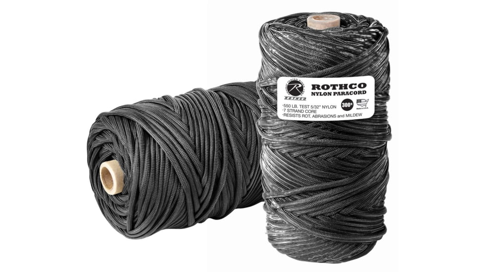 Rothco Nylon Paracord 550lb 300 Ft Tube, Black, 138-Black
