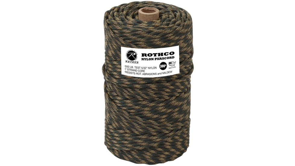 Rothco Nylon Paracord 550lb 300 Ft Tube, Woodland Camo, 328-WoodlandCamo