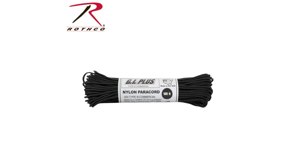 Rothco Nylon Paracord Type III 550 LB 100FT, Black, 50 ft, 190-Black-50