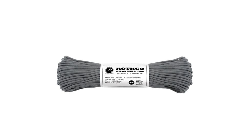 Rothco Nylon Paracord Type III 550 LB 100FT, Charcoal Grey, 128-CharcoalGrey