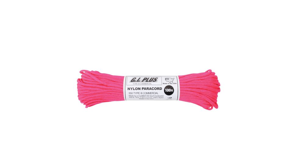 Rothco Nylon Paracord Type III 550 LB 100FT, Neon Pink, 197-NeonPink