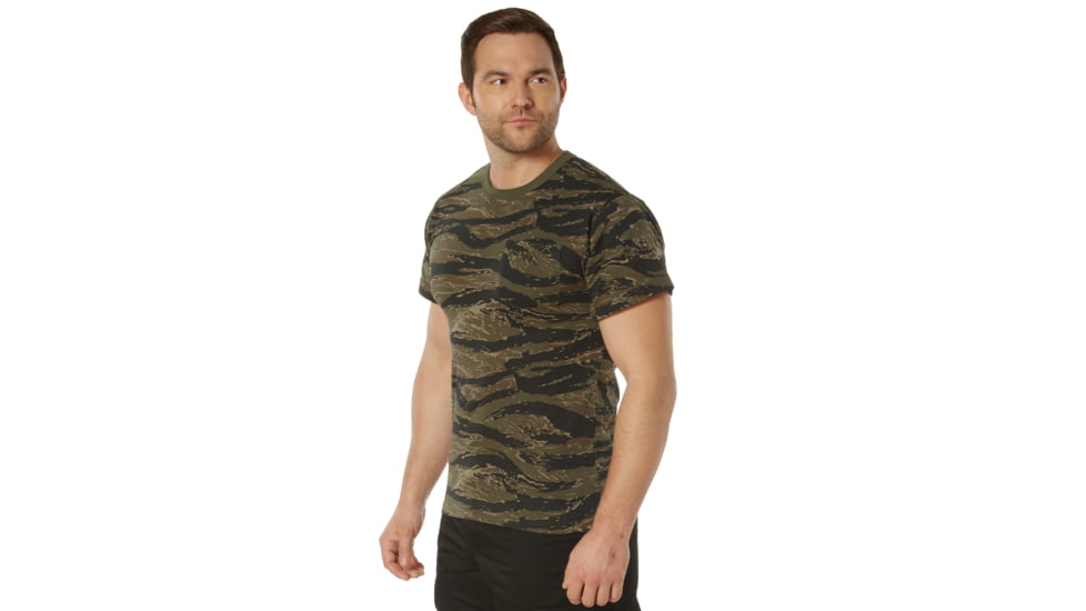 Rothco Pocket Moisture Wicking Poly T-Shirt - Mens, Tiger Stripe Camo, Extra Large, 56960-TigerStripeCamo-MoistureWicking-XL