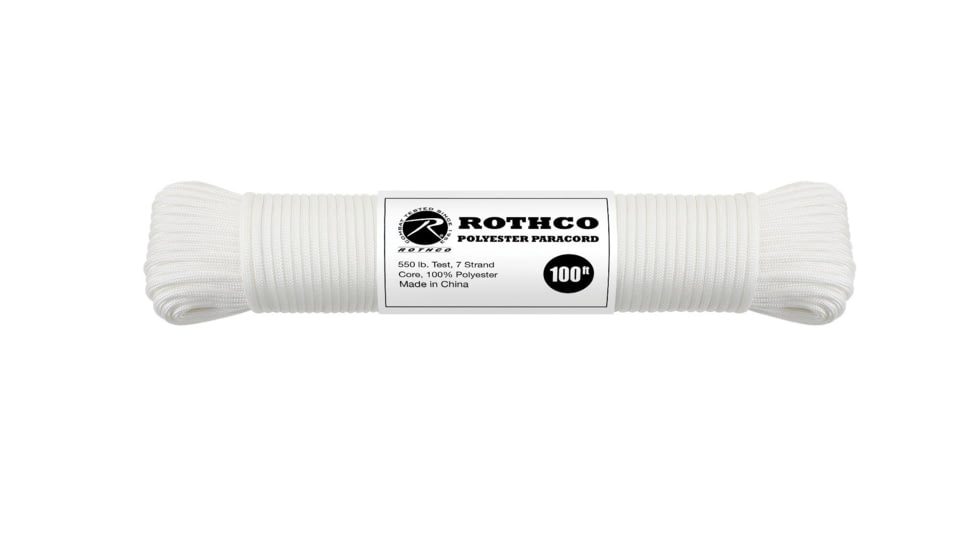 Rothco Polyester Paracord, White, 100 ft, 30811-White-100