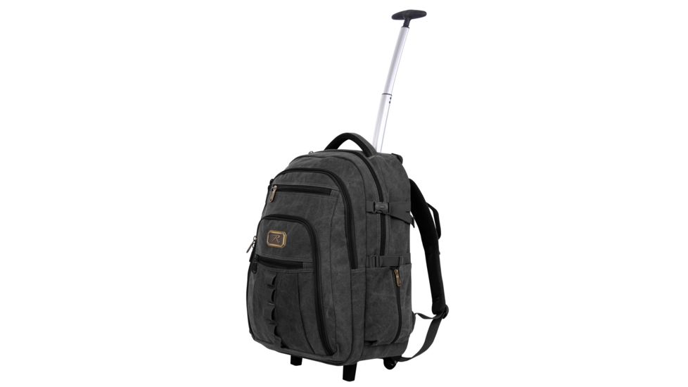 Rothco Rolling Canvas Backpack, Black, 20055-Black