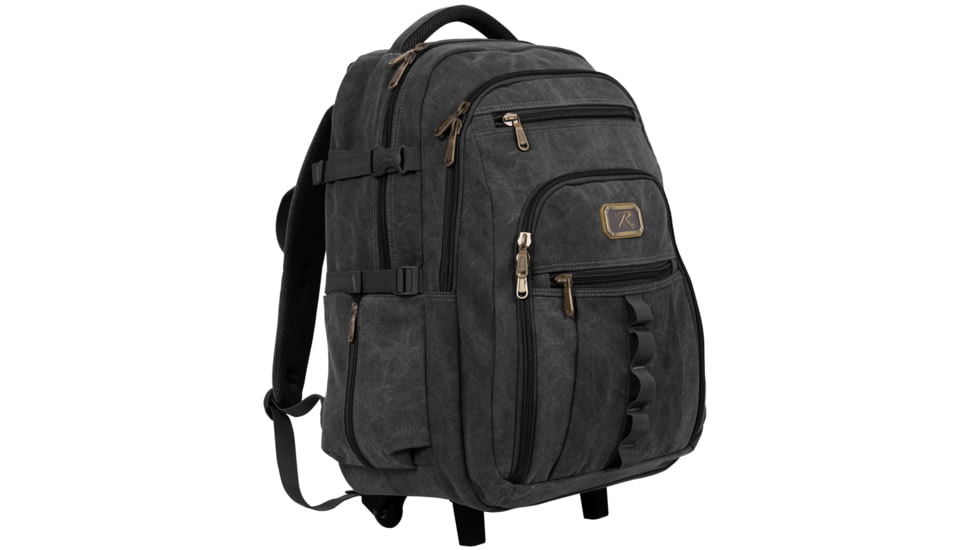 Rothco Rolling Canvas Backpack, Black, 20055-Black