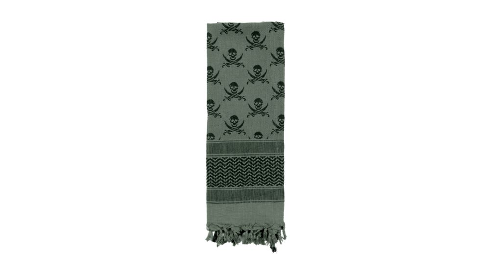 Rothco Skulls Shemagh Tactical Desert Scarf, Foliage Green, 8539-FoliageGreen