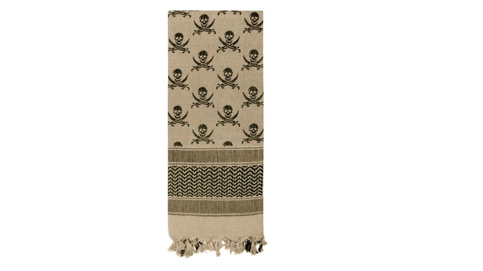 Rothco Skulls Shemagh Tactical Desert Scarf, Tan, 8539-Tan