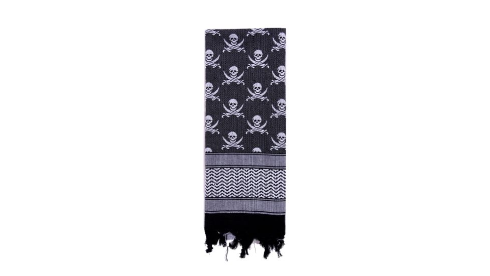 Rothco Skulls Shemagh Tactical Desert Scarf, White/Black, 8539-WhiteBlack