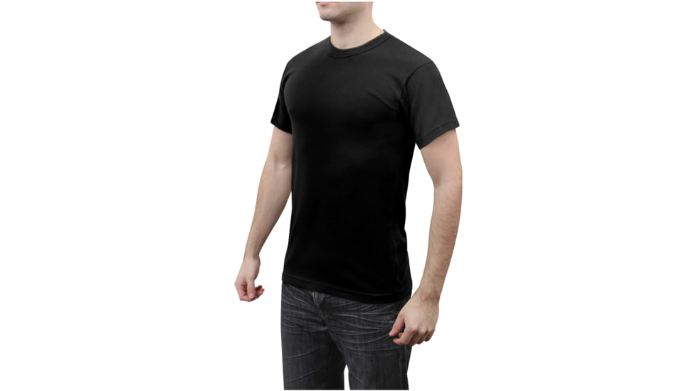 Rothco Solid Color Poly/Cotton Military T-Shirt, Black, M, 6670-Black-M