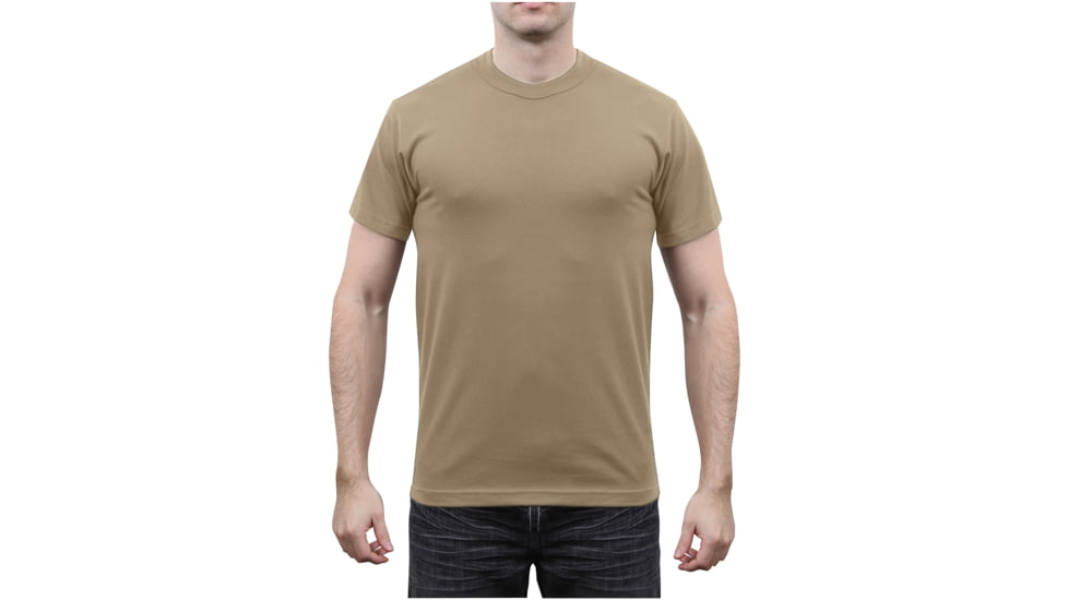Rothco Solid Color Poly/Cotton Military T-Shirt, Khaki, Small, 6763-Khaki-S