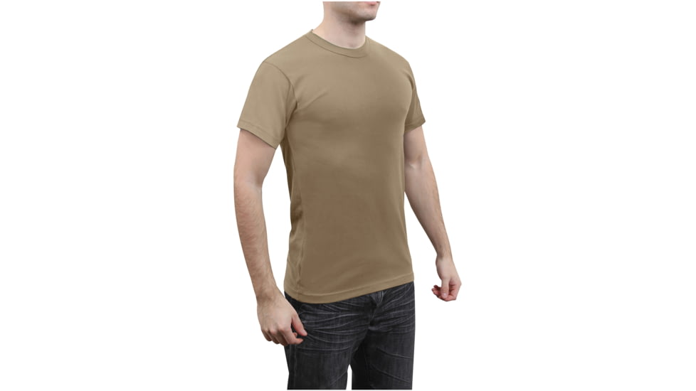 Rothco Solid Color Poly/Cotton Military T-Shirt, Khaki, Small, 6763-Khaki-S