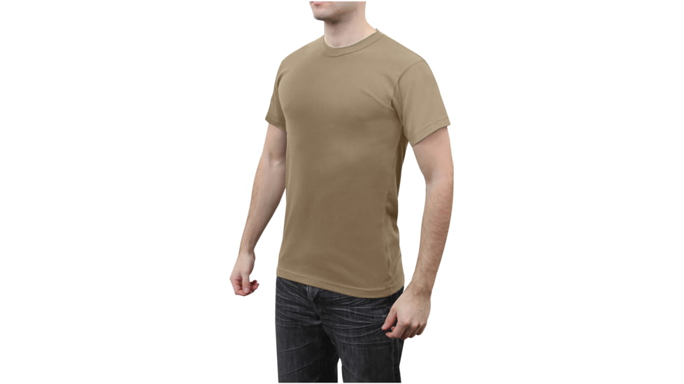Rothco Solid Color Poly/Cotton Military T-Shirt, Khaki, Small, 6763-Khaki-S