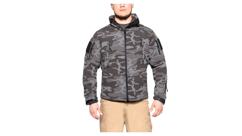 Rothco Special Ops Soft Shell Jacket - Mens, Black Camo, Small, 97675-BlackCamo-S