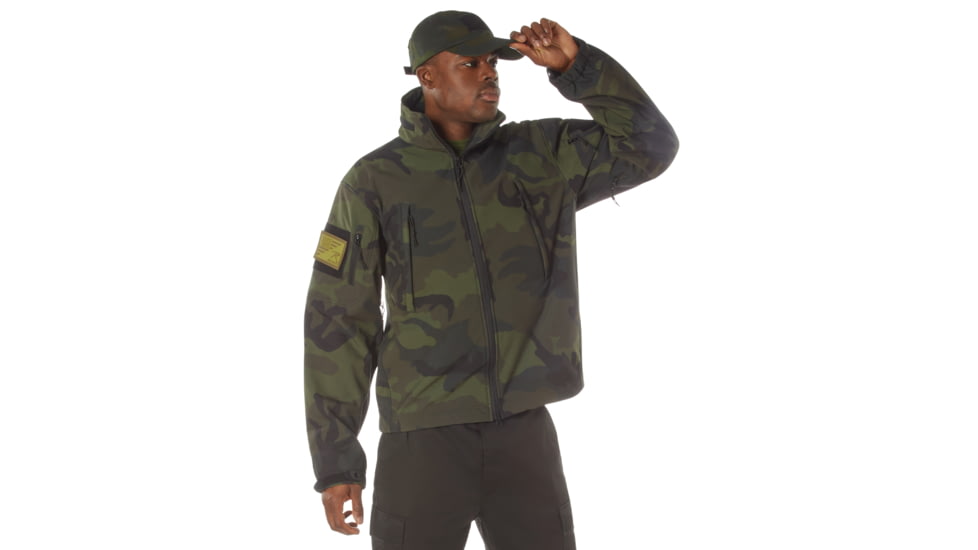 Rothco Special Ops Soft Shell Jacket - Men's, S, Camo, 12055-MidnightWoodlandCamo-S