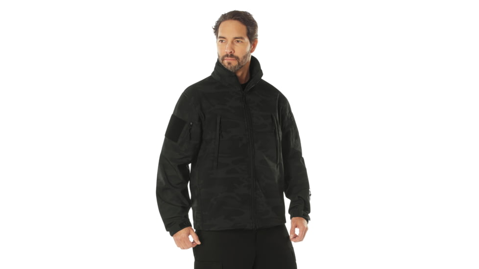 Rothco Special Ops Soft Shell Jacket - Mens, XL, Midnight Black Camo, 12050-MidnightBlackCamo-XL