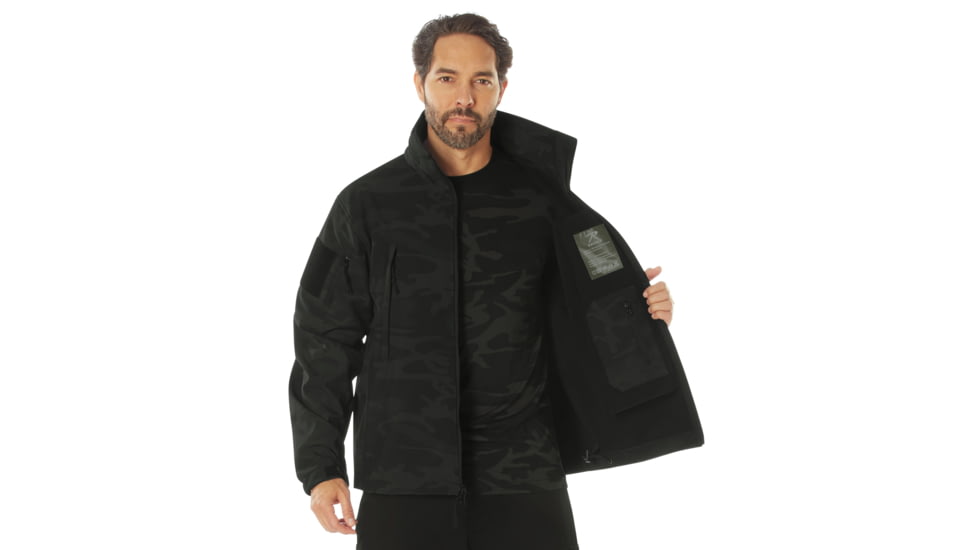 Rothco Special Ops Soft Shell Jacket - Men's, Midnight Black Camo, Extra Large, 12050-MidnightBlackCamo-XL