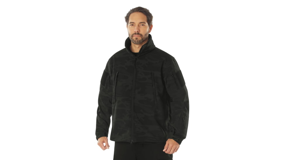 Rothco Special Ops Soft Shell Jacket - Mens, XL, Midnight Black Camo, 12050-MidnightBlackCamo-XL