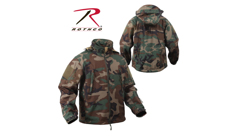 Rothco Special Ops Soft Shell Jacket - Men's, S, Camo, 12055-MidnightWoodlandCamo-S