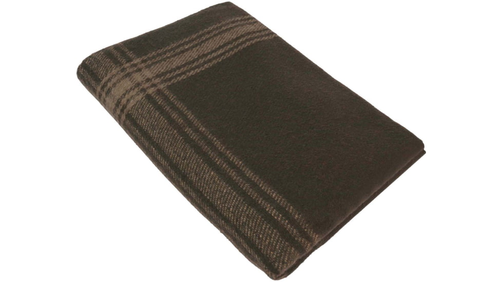 Rothco Striped Outdoor Wool Blanket, Brown Tan, 11096-BrownTan