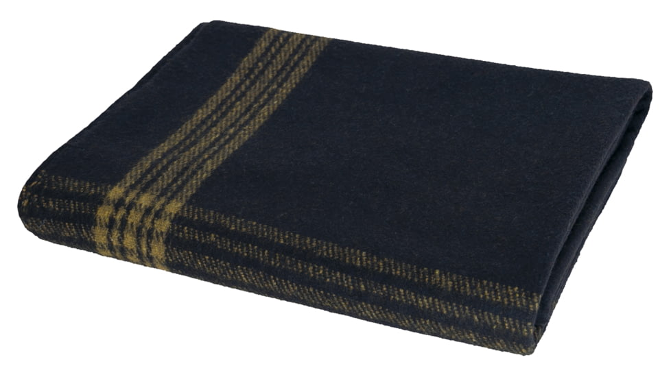 Rothco Striped Outdoor Wool Blanket, NavyBlueGold, 1081-NavyBlueGold