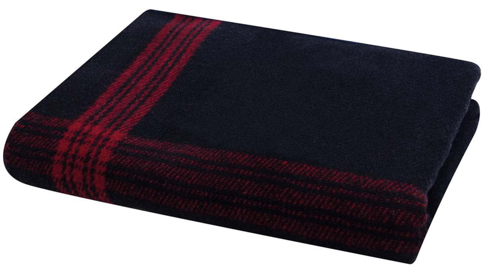 Rothco Striped Outdoor Wool Blanket, Gold/Navy Blue, 1095-NavyBlueRed