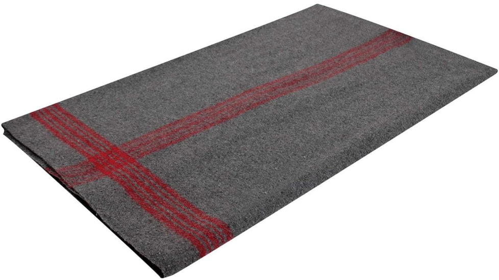 Rothco Striped Outdoor Wool Blanket, Grey/Red, 1096-GreyRed