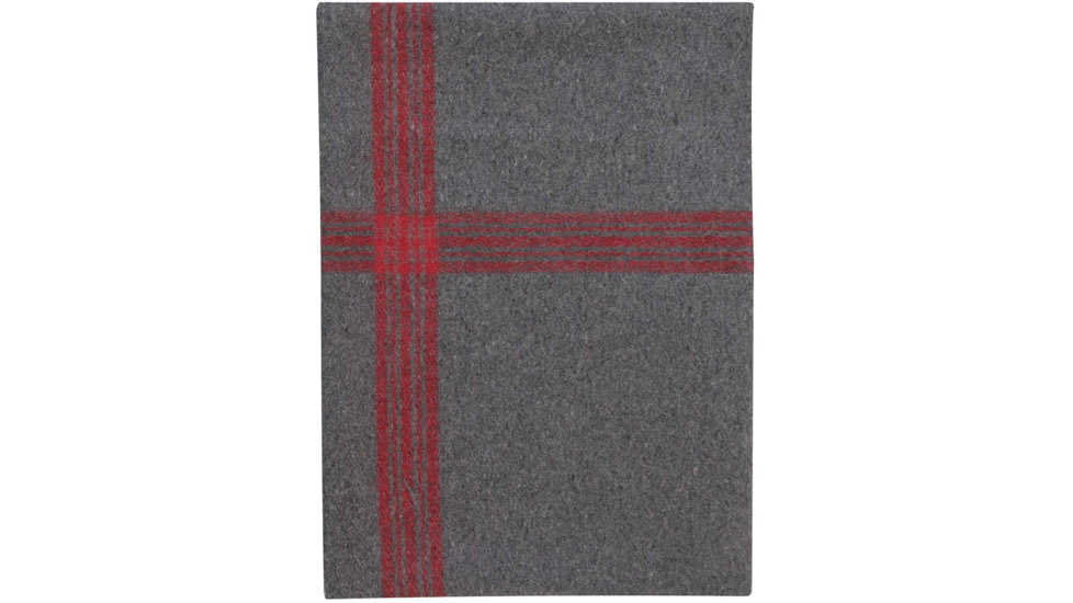 Rothco Striped Outdoor Wool Blanket, Grey/Red, 1096-GreyRed