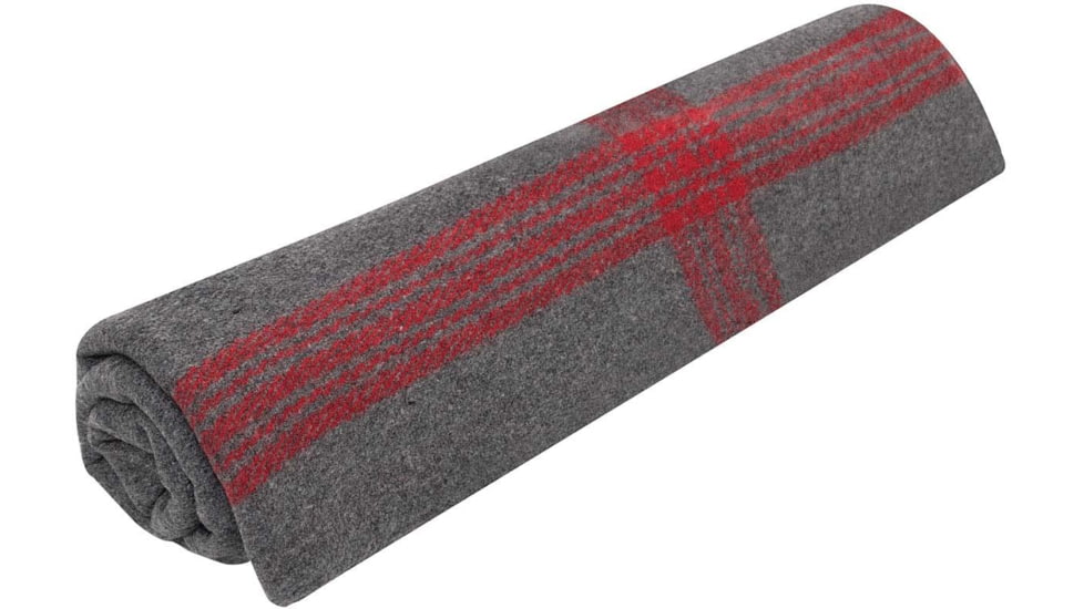 Rothco Striped Outdoor Wool Blanket, Grey/Red, 1096-GreyRed