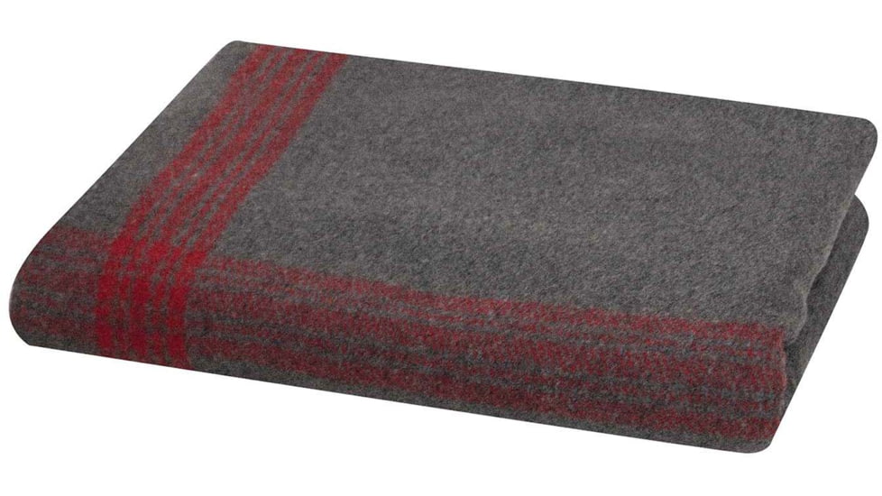 Rothco Striped Outdoor Wool Blanket, Grey/Red, 1096-GreyRed