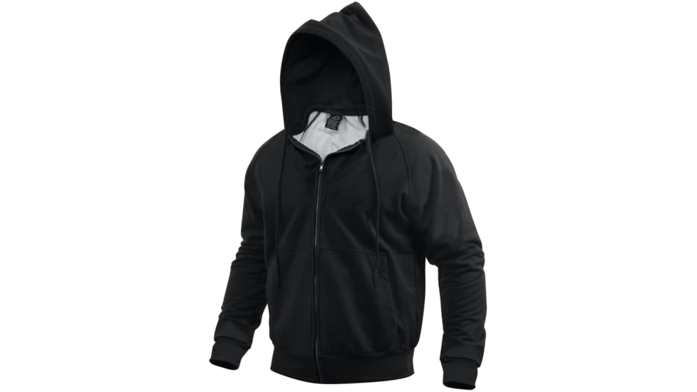 Rothco Thermal Lined Hooded Sweatshirt - Mens, Extra Large, Black, 6260-018